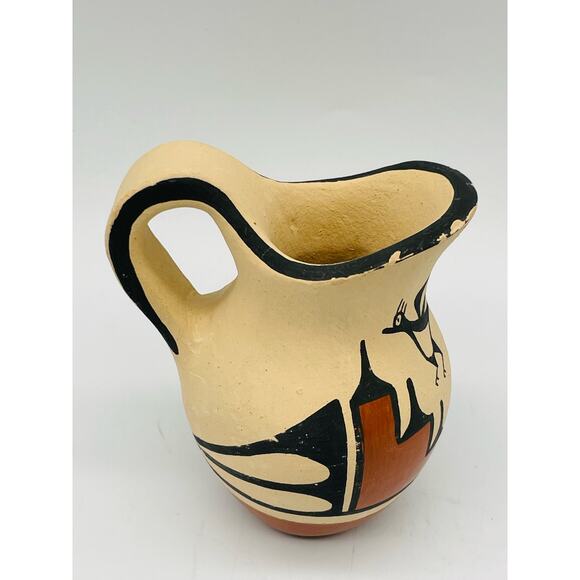 Traditional Zia Pueblo Polychrome Pottery Mini-Pitcher by Robert Pino - Picture 3 of 10